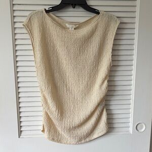 H&M Cream Textured Women's sleeveless boat neck Blouse